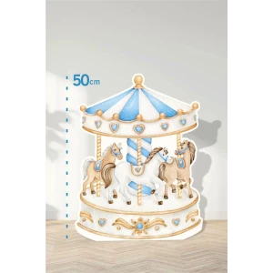 Mavi Atlıkarınca Konseptli | Tasarımlı Kapı | Oda | Dekor 50 cm Ayaklı Pano