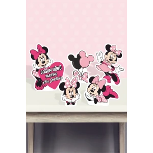 Minnie Mouse Pink Temalı Ayaklı Pano Set (Masa Üstü) *Kalın Kağıt