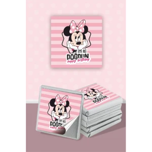 Minnie Mouse Pink Temalı Çikolata Etiketi * Sticker * 60 adet 4x4 cm