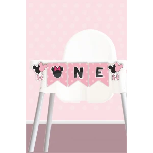 Minnie Mouse Pink Temalı ONE banner *Kalın Kağıt