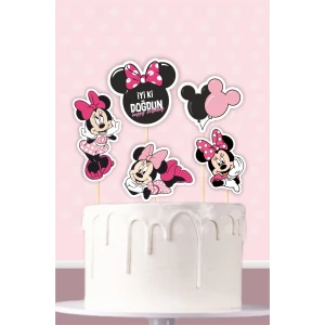 Minnie Mouse Pink Temalı Pasta Süsü Seti
