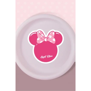 Minnie Mouse Pink Temalı Tabak Sticker (Etiket) 15li * Yapışkanlı Kağıt