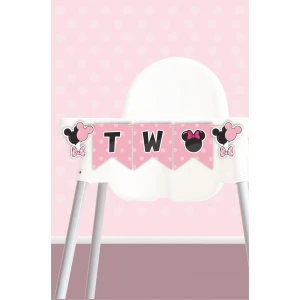 Minnie Mouse Pink Temalı TWO Banner (Kalın Kağıt) Doğum Günü