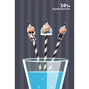 Patron Bebek Boss Baby Temalı  10lu Figürlü Pipet Seti