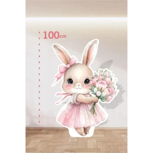 Pembe Çiçekli Tavşan Pink Konsept | Tasarım | Kapı | Oda | Dekor 100 cm Ayaklı Pano