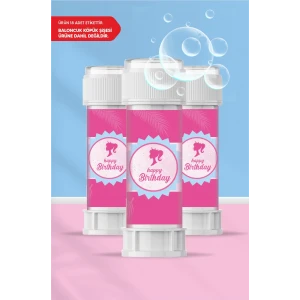 Pembe Kız Temalı - 18 Adet Köpük Baloncuk Etiketi