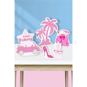 Pembe Kız Temalı Ayaklı Pano Set (Masa Üstü) *Kalın Kağıt