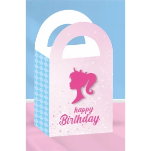 Pembe Kız Temalı Çanta 18x10 cm *8li Paket