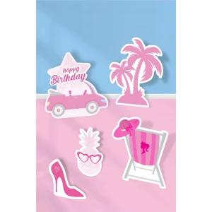 Pembe Kız Temalı Doğum günü * Ayaklı Pano Seti