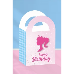 Pembe Kız Temalı Mini Çanta 12x7 cm 8li Paket