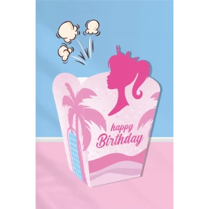 Pembe Kız Temalı * Popcorn (mısır) Kutusu *8li