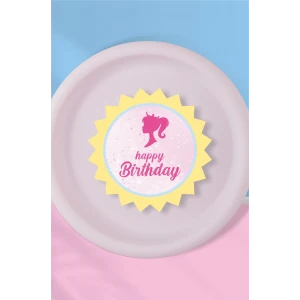 Pembe Kız Temalı Tabak Sticker (Etiket) 15li * Yapışkanlı Kağıt