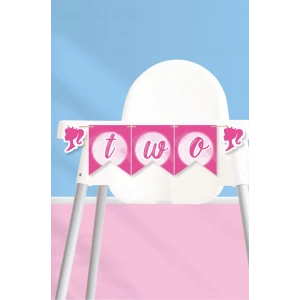 Pembe Kız Temalı TWO Banner (Kalın Kağıt) Doğum Günü
