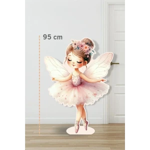 Peri Kızı Çiçekli Taç Soft Pink 95 cm Ayaklı Pano | Dekor | Pink | Pembe