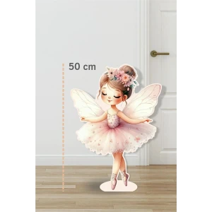 Peri Kızı Çiçekli Taç Soft Pink 50 cm Ayaklı Pano | Dekor | Pink | Pembe