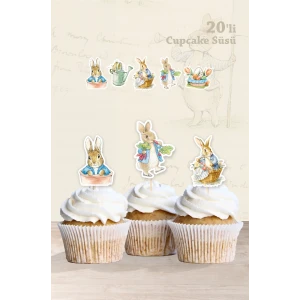 Peter Rabbit Tavşan Temalı Cupcake Süsü 20li