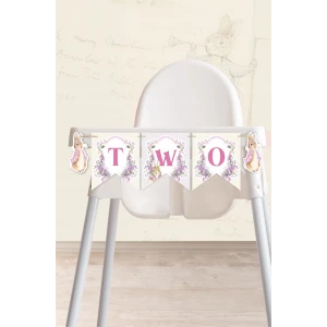 Pink Rabbit Pembe Tavşan Temalı TWO Banner (Kalın Kağıt) Doğum Günü