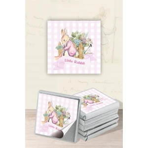 Pink Rabbit Pembe Tavşan Temalı Çikolata Etiketi * Sticker * 60 adet 4x4 cm