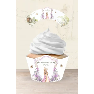 Pink Rabbit Pembe Tavşan Temalı Cupcake Sargısı 8li