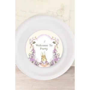 Pink Rabbit Pembe Tavşan Temalı Tabak Sticker (Etiket) 15li * Yapışkanlı Kağıt