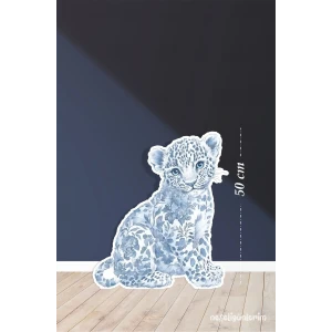 Safari Mavi Leopar Temalı 50 cm Ayaklı Pano Konsept | Tasarım | Kapı | Oda | Dekor