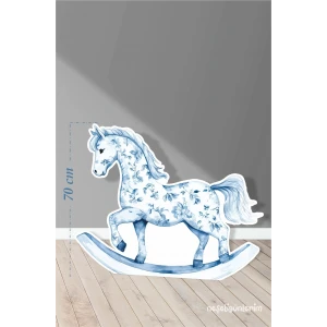 Safari Mavi Sallanan At Temalı 70 cm Ayaklı Pano Konsept | Tasarım | Kapı | Oda | Dekor