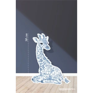 Safari Mavi Oturan Zürafa Temalı 50 cm Ayaklı Pano Konsept | Tasarım | Kapı | Oda | Dekor