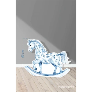 Safari Mavi Sallanan At Temalı 40 cm Ayaklı Pano Konsept | Tasarım | Kapı | Oda | Dekor