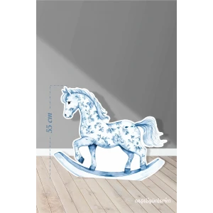 Safari Mavi Sallanan At Temalı 55 cm Ayaklı Pano Konsept | Tasarım | Kapı | Oda | Dekor