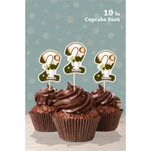 Safari Party Temalı 2 Yaşında Cupcake Süsü 10lu