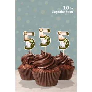 Safari Party Temalı 5 Yaşında Cupcake Süsü 10lu
