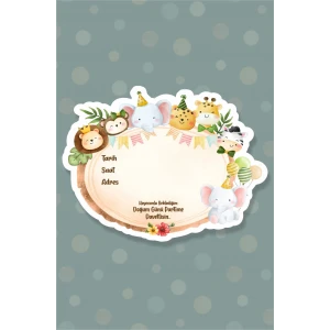 Safari Party Temalı Doğum Günü Davetiye 15li