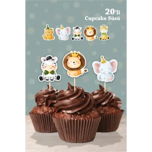 Safari Party Teması Cupcake Süsü 20li