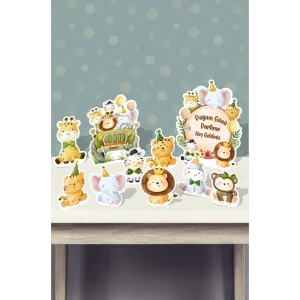 Safari Party Teması Ayaklı Masa Üstü Pano Doğum Günü (Masa Üstü) *Kalın Kağıt