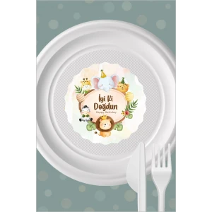 Safari Party Teması Tabak Sticker (Etiket) 15li * Yapışkanlı Kağıt