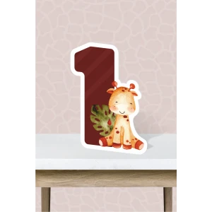 Safari Pastel Temalı Ayaklı Rakam Panosu - 1 Yaş (40 cm)
