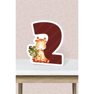Safari Pastel Temalı Ayaklı Rakam Panosu - 2 Yaş (40 cm)