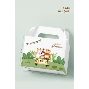 Safari Pastel Teması Kutu Çanta Postacı 14x17 cm *6lı Paket