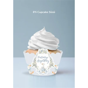 Sevimli Mavi Ördekler Temalı Cupcake Sargısı 8li