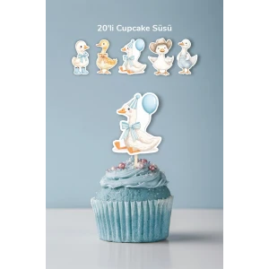 Sevimli Mavi Ördekler Temalı Cupcake Süsü 20li