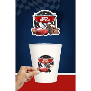 Şimşek Mcqueen Cars Temalı Doğum Günü Seti Sticker (Etiket) 20 li