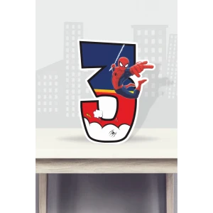 Spiderman Örümcek Adam Temalı Ayaklı Rakam Pano - 3 Yaş (40 cm)