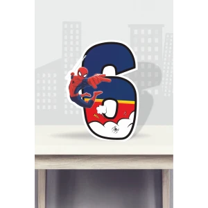 Spiderman Örümcek Adam Temalı Ayaklı Rakam Pano - 6 Yaş (40 cm)