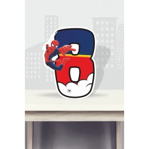 Spiderman Örümcek Adam Temalı Ayaklı Rakam Pano - 8 Yaş (40 cm)