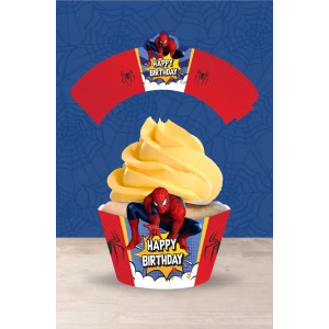 Spiderman Örümcek Adam Temalı Doğum Günü Cupcake Sargısı 8li