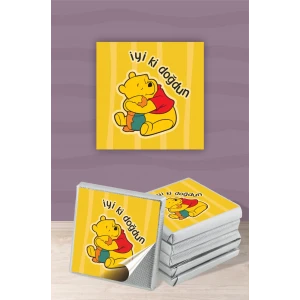 Winnie The Pooh Temalı Doğum Günü Çikolata Etiketi * Sticker 60 adet 4x4 cm