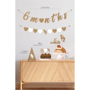 Yarım Yaş Partisi Doğum Günü Seti Naturel 6 Months Party