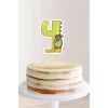 Dinozor Temalı 4 Yaşında (dört) Pasta Süsü *Kalın Kağıt