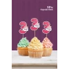 Unicorn Temalı * 3 (üç) Yaşında Cupcake Süsü 10lu