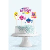 Baby Shark Temalı Doğum Günü * Pasta Süsü Set (kalın kağıt)